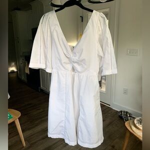 Abercrombie & Fitch Cutout Poplin Mini Dress White - Bridal, Bachelorette